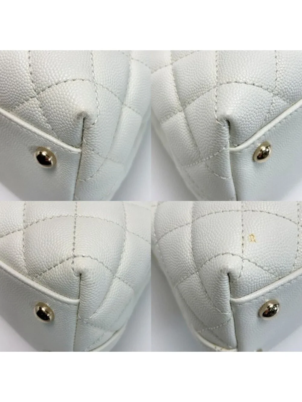 Chanel Coco Handle 29 Quilted White 2-Way Bag Caviar Leather CC Logo
